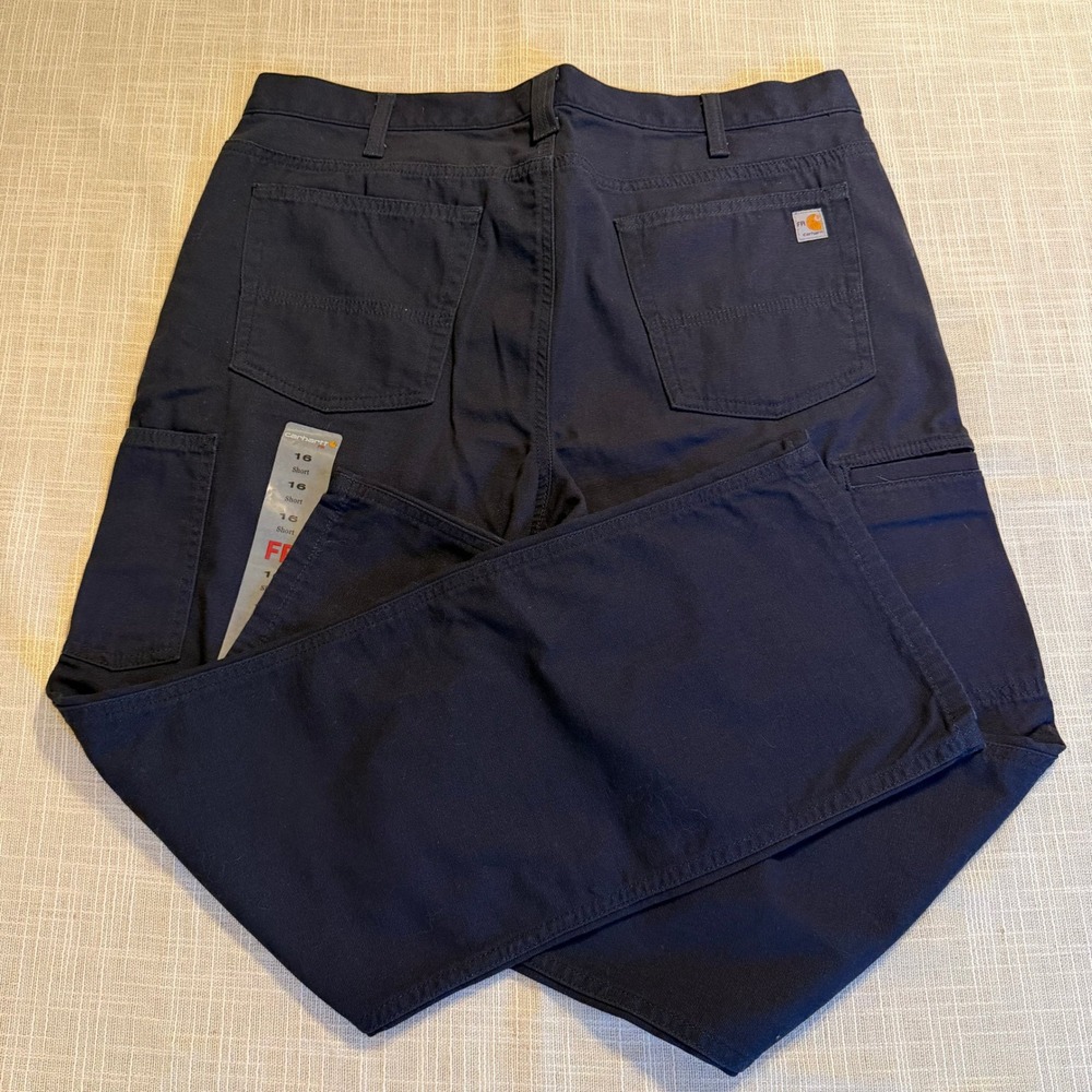 Carhartt Women 16 Short Rugged Flex FR Canvas Pants Navy 102689-410 NWT